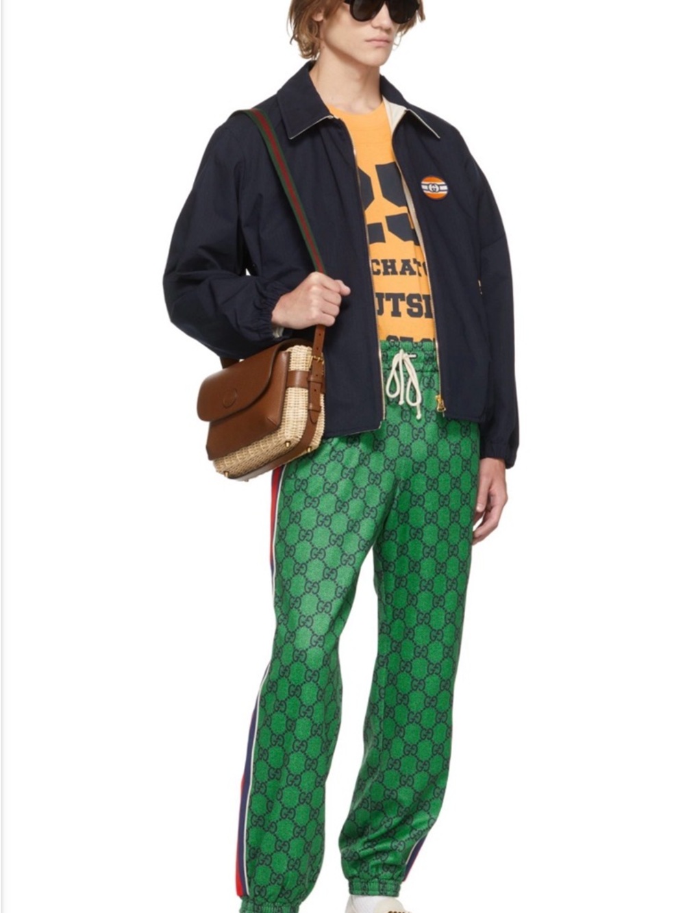 Gucci Green Monogram Track Sweatpants